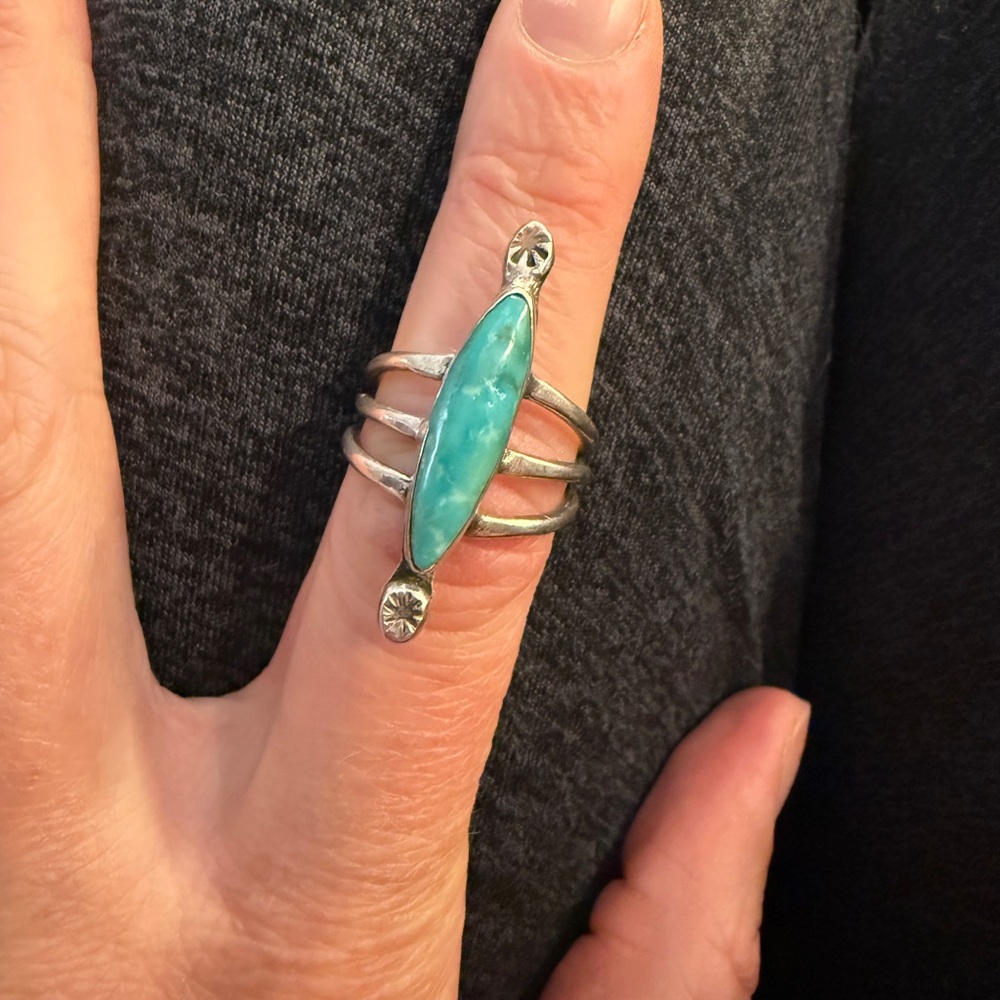 Turquoise and silver ring